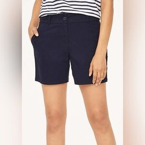 NWT LOFT Navy Blue 6” Mid Waist Shorts Chino Dress Sz 2 Small XS